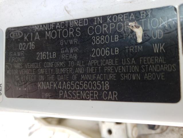 Photo 11 VIN: KNAFK4A65G5603518 - KIA FORTE LX 