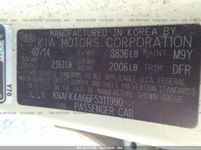 Photo 8 VIN: KNAFK4A66F5311990 - KIA FORTE 