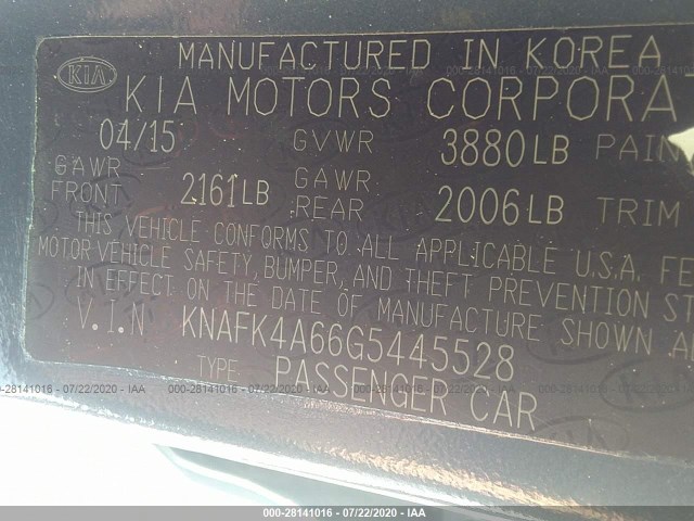 Photo 8 VIN: KNAFK4A66G5445528 - KIA FORTE 