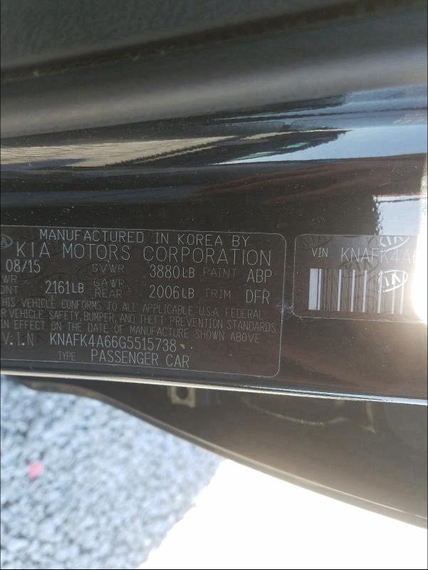 Photo 9 VIN: KNAFK4A66G5515738 - KIA FORTE LX 