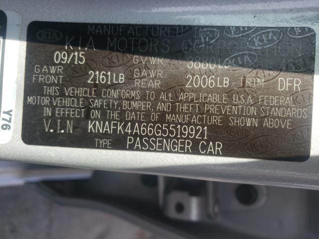 Photo 9 VIN: KNAFK4A66G5519921 - KIA FORTE LX 