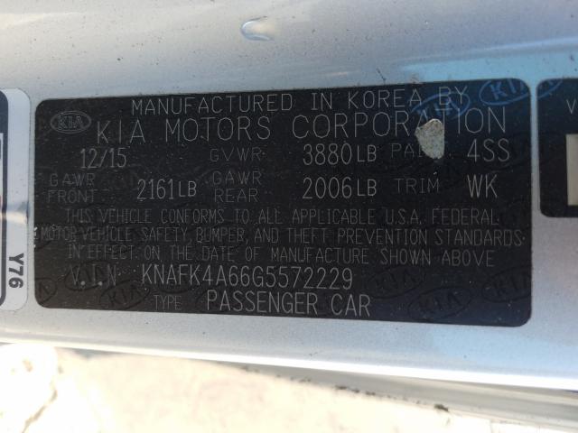 Photo 9 VIN: KNAFK4A66G5572229 - KIA FORTE LX 