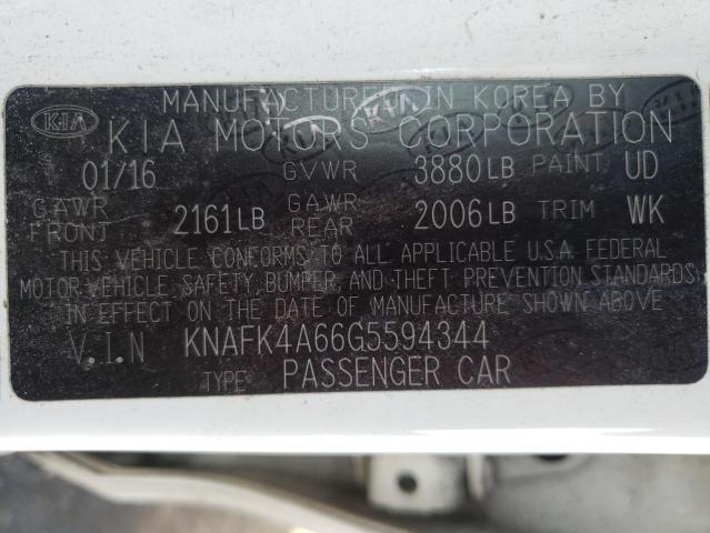 Photo 9 VIN: KNAFK4A66G5594344 - KIA FORTE LX 