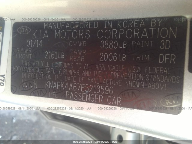 Photo 8 VIN: KNAFK4A67E5213596 - KIA FORTE 