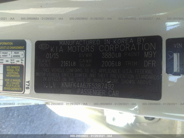 Photo 8 VIN: KNAFK4A67F5387492 - KIA FORTE 