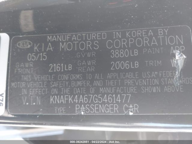 Photo 8 VIN: KNAFK4A67G5461477 - KIA FORTE 