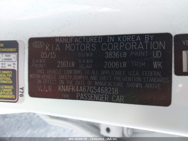 Photo 8 VIN: KNAFK4A67G5468218 - KIA FORTE 