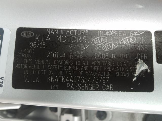 Photo 9 VIN: KNAFK4A67G5475797 - KIA FORTE LX 