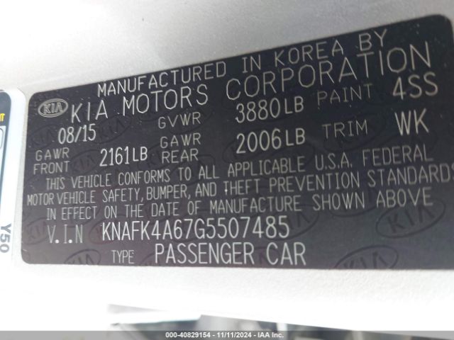 Photo 8 VIN: KNAFK4A67G5507485 - KIA FORTE 