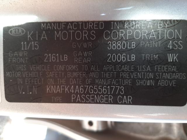 Photo 9 VIN: KNAFK4A67G5561773 - KIA FORTE LX 