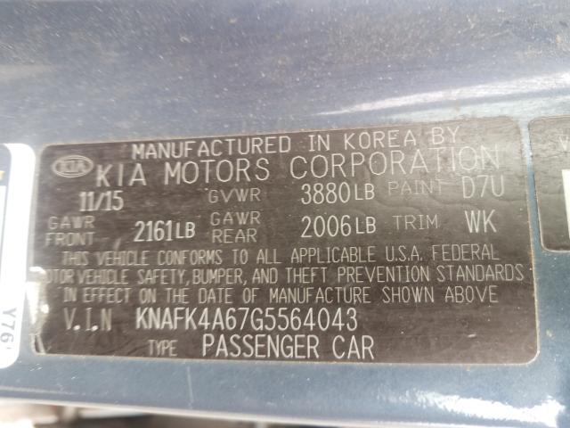 Photo 9 VIN: KNAFK4A67G5564043 - KIA FORTE LX 