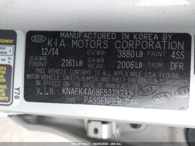 Photo 8 VIN: KNAFK4A68F5373732 - KIA FORTE 