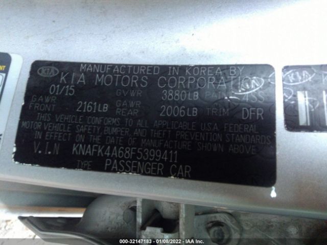 Photo 8 VIN: KNAFK4A68F5399411 - KIA FORTE 