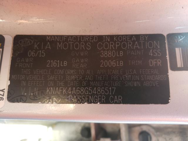 Photo 9 VIN: KNAFK4A68G5486517 - KIA FORTE LX 