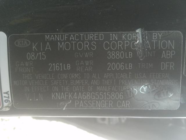 Photo 9 VIN: KNAFK4A68G5515806 - KIA FORTE LX 