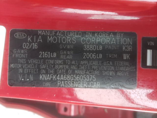 Photo 9 VIN: KNAFK4A68G5605375 - KIA FORTE LX 