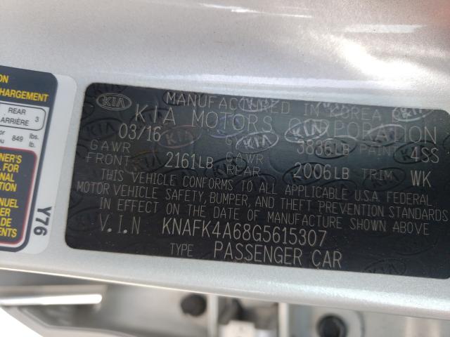 Photo 9 VIN: KNAFK4A68G5615307 - KIA FORTE LX 