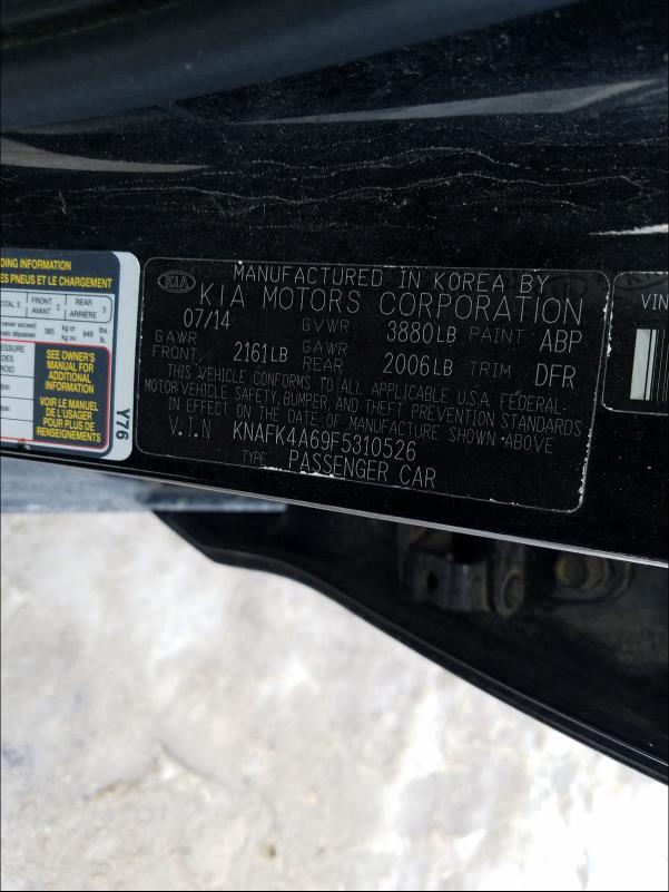 Photo 9 VIN: KNAFK4A69F5310526 - KIA FORTE LX 