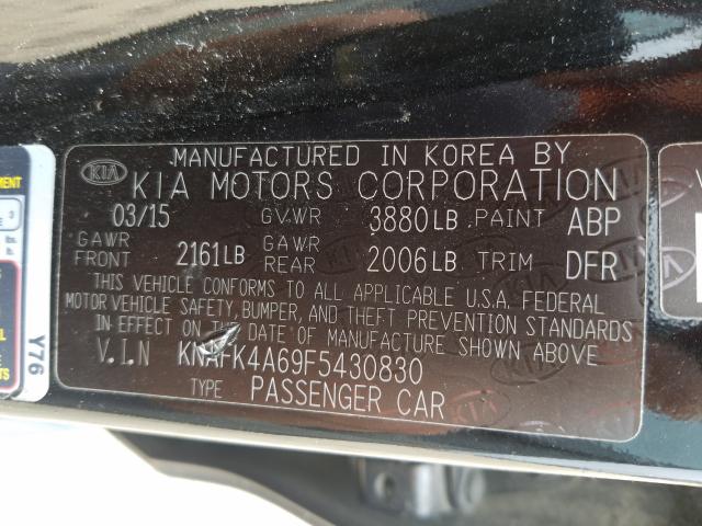 Photo 9 VIN: KNAFK4A69F5430830 - KIA FORTE LX 