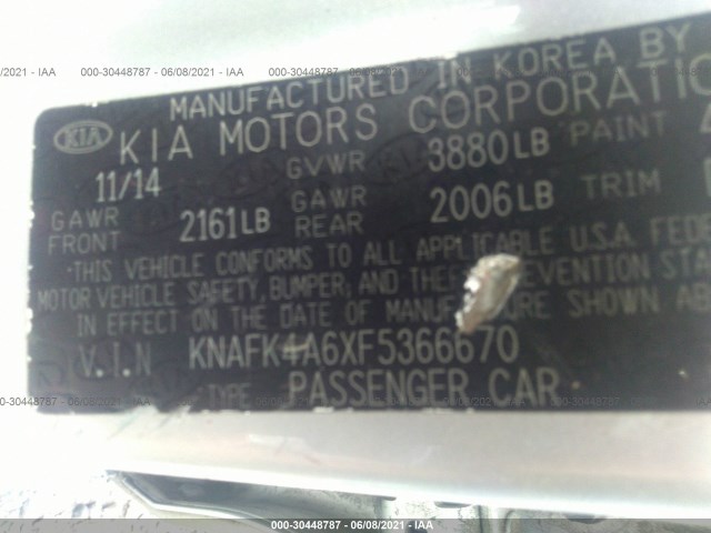 Photo 8 VIN: KNAFK4A6XF5366670 - KIA FORTE 