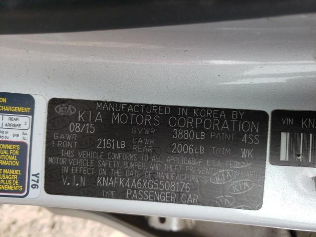 Photo 9 VIN: KNAFK4A6XG5508176 - KIA FORTE LX 