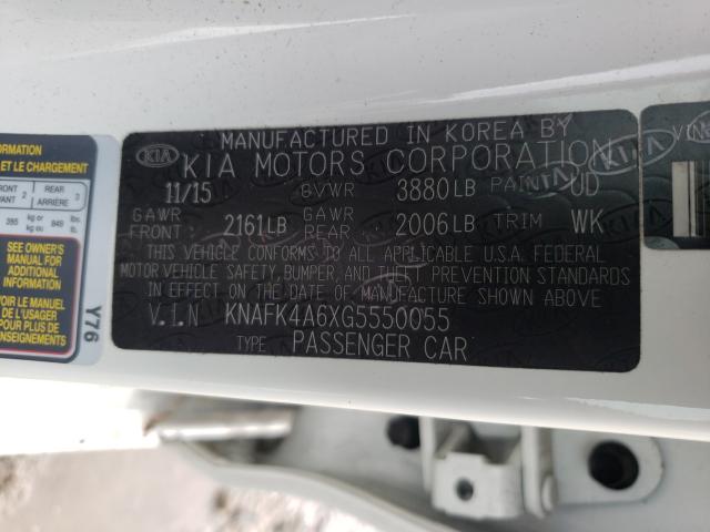 Photo 9 VIN: KNAFK4A6XG5550055 - KIA FORTE LX 