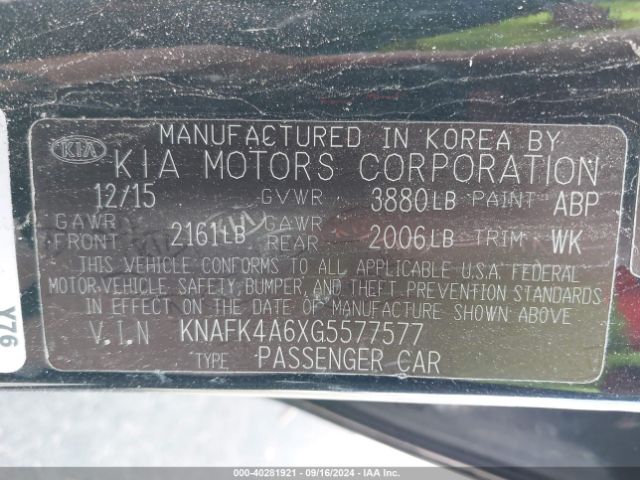 Photo 8 VIN: KNAFK4A6XG5577577 - KIA FORTE 