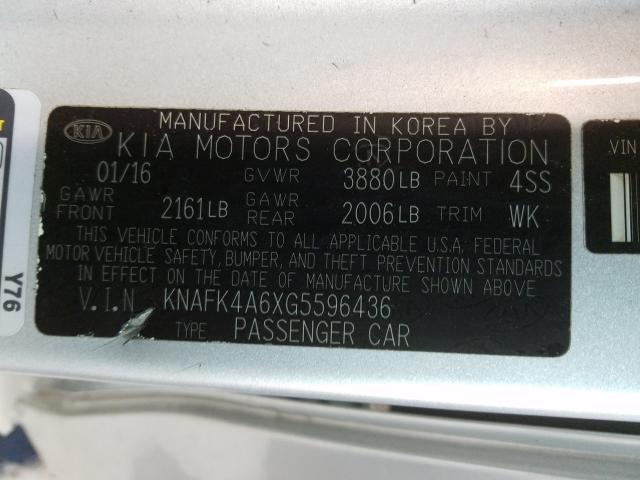 Photo 9 VIN: KNAFK4A6XG5596436 - KIA FORTE LX 