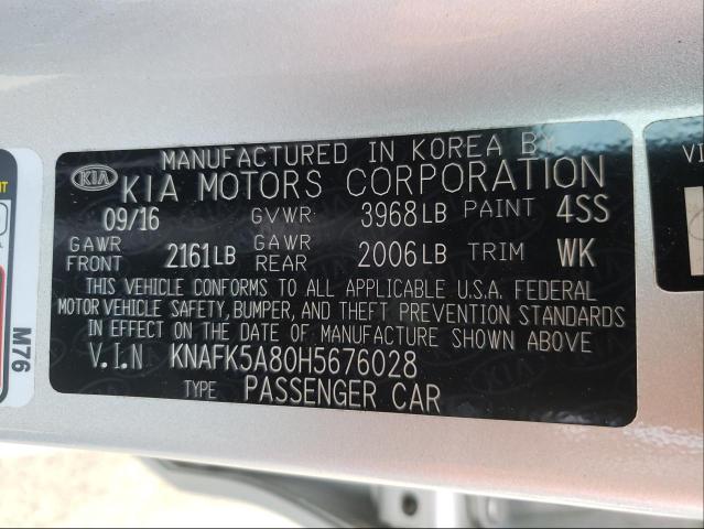 Photo 9 VIN: KNAFK5A80H5676028 - KIA FORTE LX 