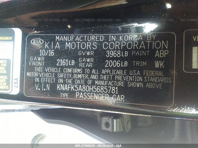 Photo 8 VIN: KNAFK5A80H5685781 - KIA FORTE5 