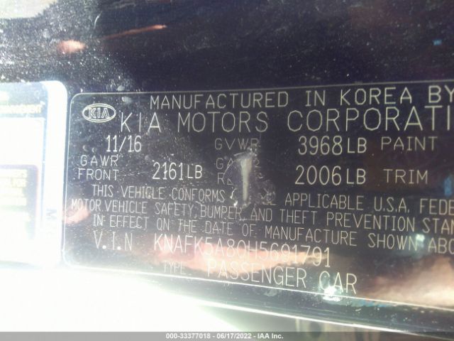 Photo 8 VIN: KNAFK5A80H5691791 - KIA FORTE5 