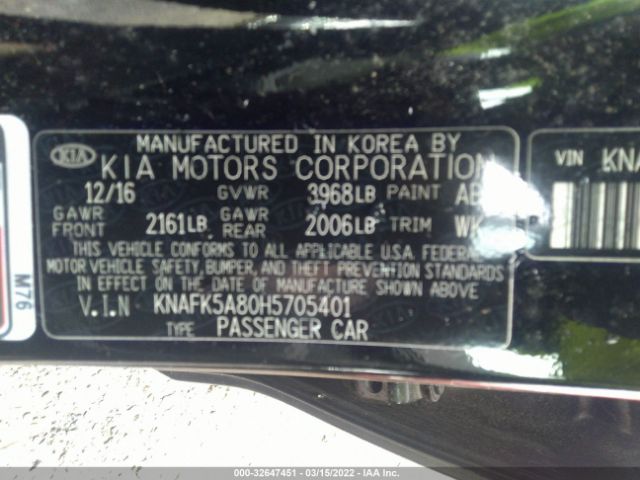 Photo 8 VIN: KNAFK5A80H5705401 - KIA FORTE5 