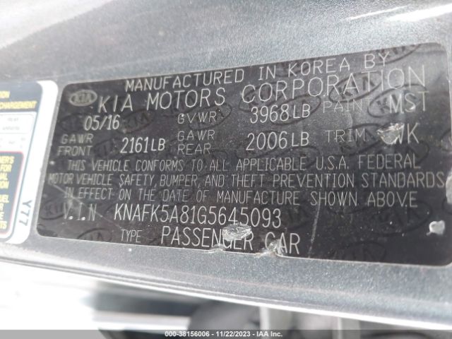 Photo 8 VIN: KNAFK5A81G5645093 - KIA FORTE 5-DOOR 