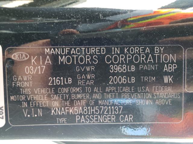 Photo 9 VIN: KNAFK5A81H5721137 - KIA FORTE LX 