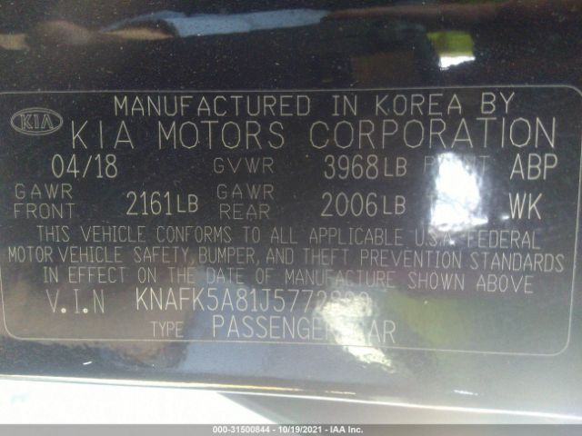 Photo 8 VIN: KNAFK5A81J5772899 - KIA FORTE 