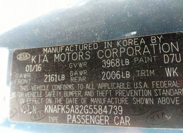 Photo 8 VIN: KNAFK5A82G5584739 - KIA FORTE 5-DOOR 