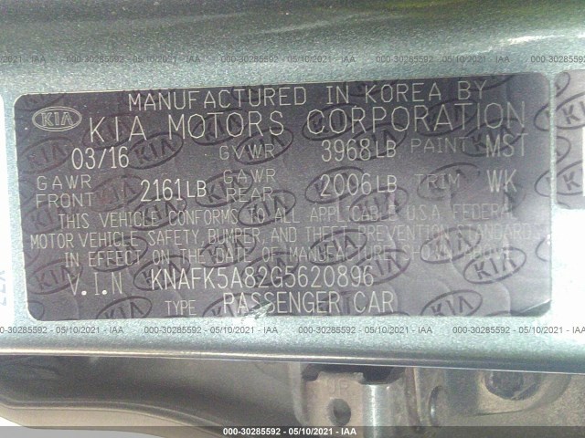 Photo 8 VIN: KNAFK5A82G5620896 - KIA FORTE 5-DOOR 