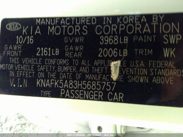 Photo 8 VIN: KNAFK5A83H5685757 - KIA FORTE 