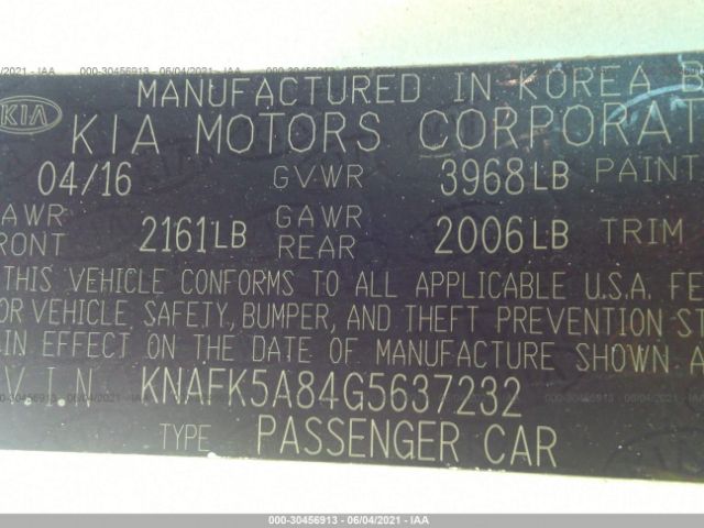 Photo 8 VIN: KNAFK5A84G5637232 - KIA FORTE 5-DOOR 