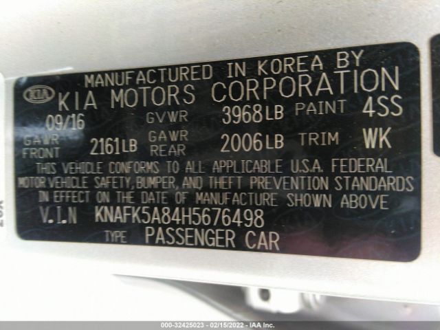 Photo 8 VIN: KNAFK5A84H5676498 - KIA FORTE5 