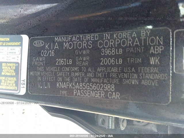 Photo 8 VIN: KNAFK5A85G5602988 - KIA FORTE 5-DOOR 