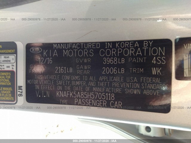 Photo 8 VIN: KNAFK5A85H5705118 - KIA FORTE5 