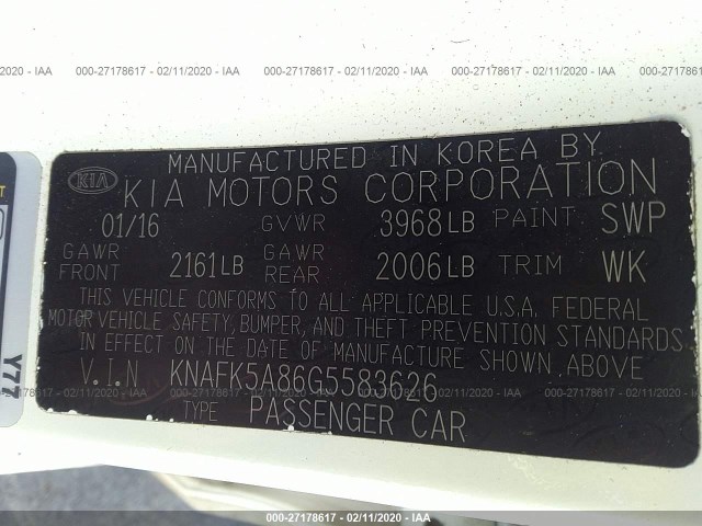 Photo 8 VIN: KNAFK5A86G5583626 - KIA FORTE 5-DOOR 