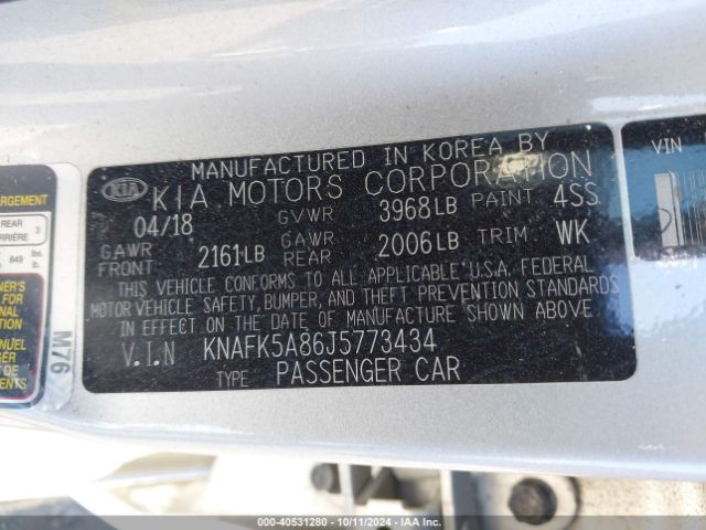 Photo 8 VIN: KNAFK5A86J5773434 - KIA FORTE 