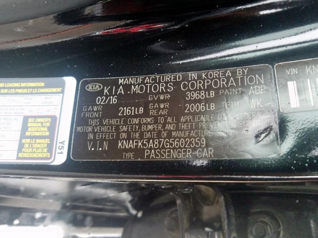 Photo 9 VIN: KNAFK5A87G5602359 - KIA FORTE LX 