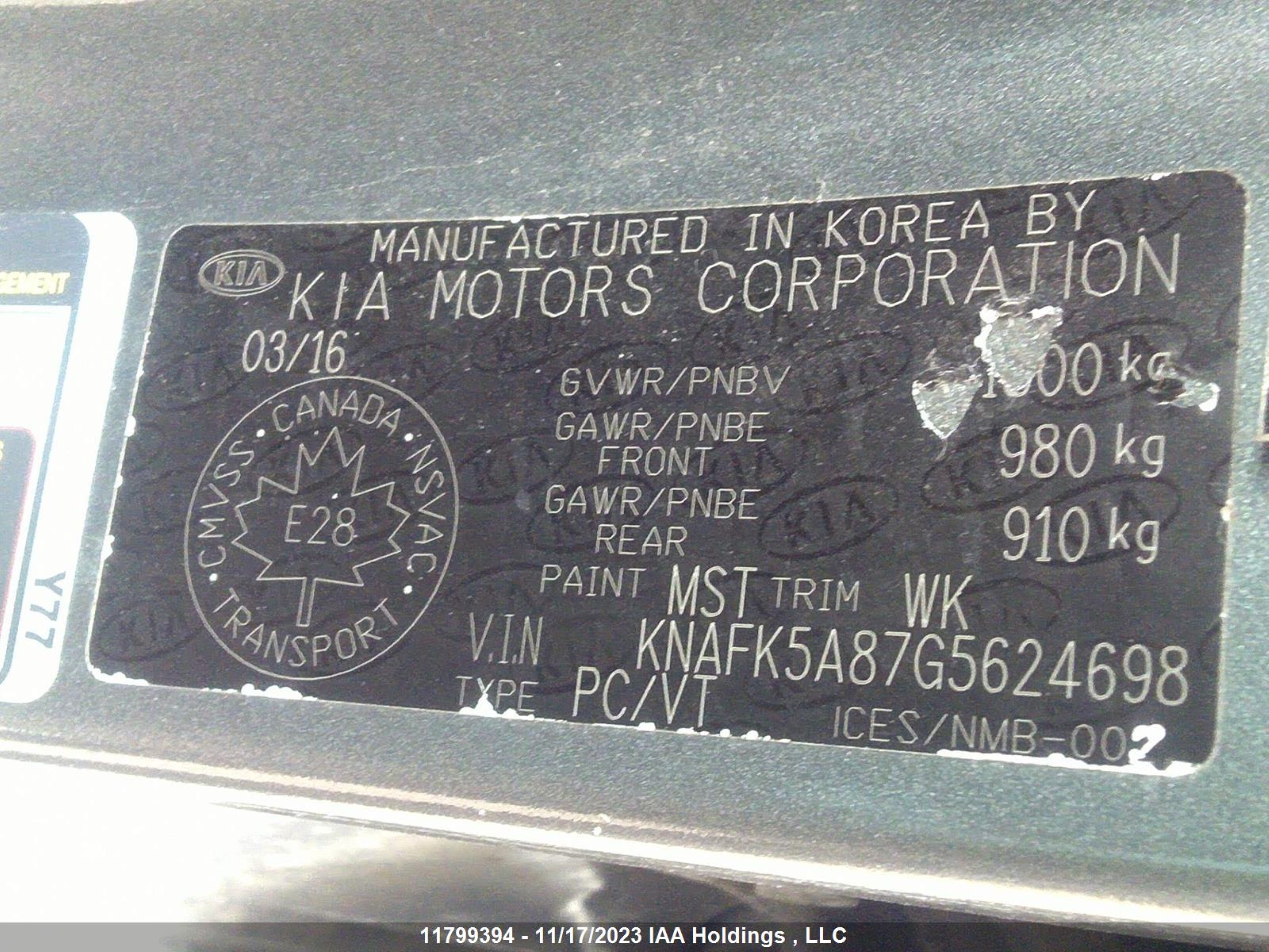 Photo 8 VIN: KNAFK5A87G5624698 - KIA FORTE 