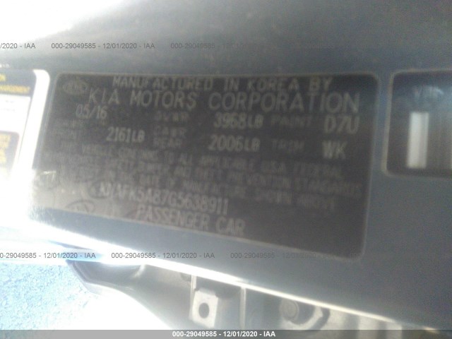 Photo 8 VIN: KNAFK5A87G5638911 - KIA FORTE 5-DOOR 