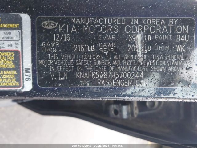 Photo 8 VIN: KNAFK5A87H5700244 - KIA FORTE 