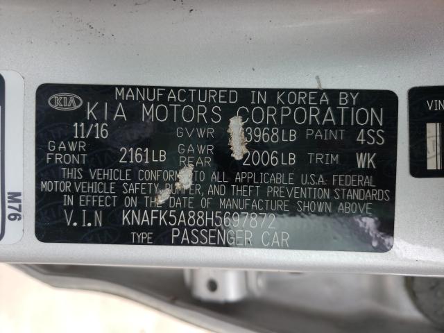 Photo 9 VIN: KNAFK5A88H5697872 - KIA FORTE5 