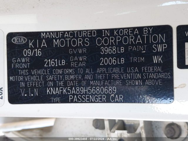 Photo 8 VIN: KNAFK5A89H5680689 - KIA FORTE 